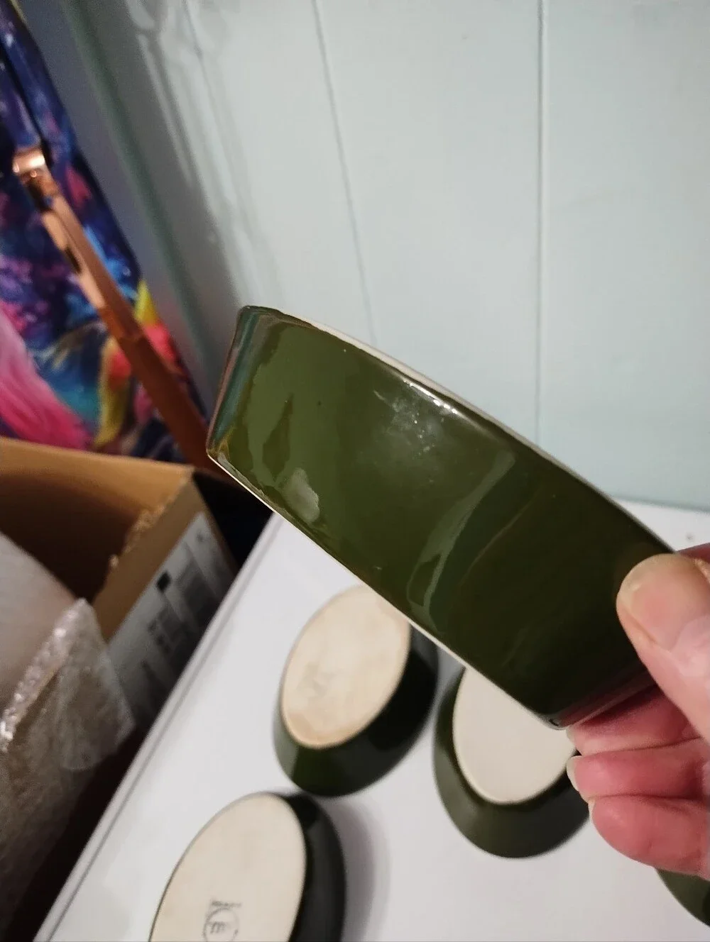 6-Vintage Oval Hall China Forest Green Ceramic Augratin/Baker Dishes